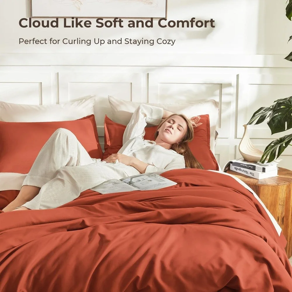 Comforter Set Full Size, 3 Pieces Burnt Orange Soft Fluffy Down Alternative NEW